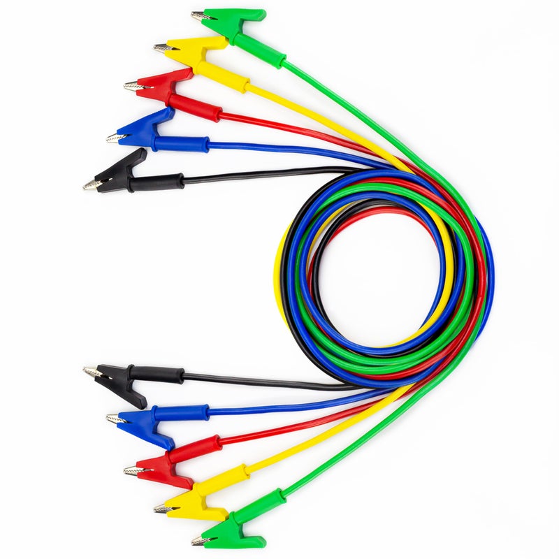 KAIWEETS 5PCS Alligator Clips Electrical Test Leads Set, 15A Jumper Wires Heavy Duty with Protective Copper Clips, Premium Cables for Electrical Testing, Experiment, 5 Colors 39.6 inches - Image 1