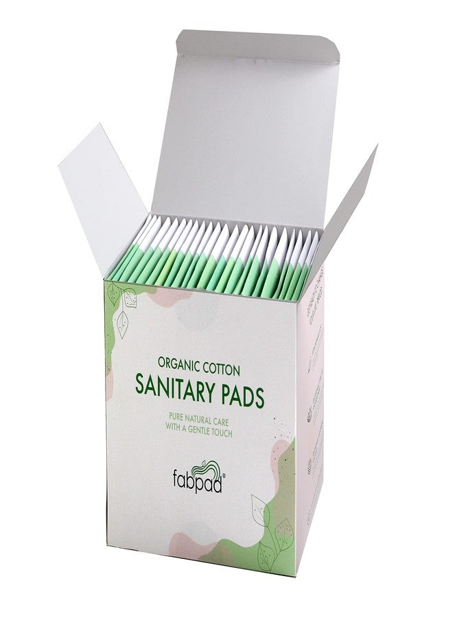 FabPad Organic Cotton Ultra Thin Rash Free Biodegradable Eco-Friendly Sanitary Pads Period Napkins with Disposable Cover (Medium Flow, Pack of 24) - Image 1