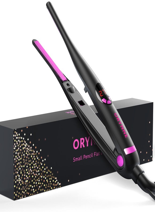 ORYNNE Small Flat Irons for Short Hair, 5s Ultra Fast Heat Up Pencil Flat Iron, Negative Ions Mini Flat Iron for Edges, 3/10'' Travel Mini Hair Straightener with Digital Temp Control, Easy to Use - Image 1