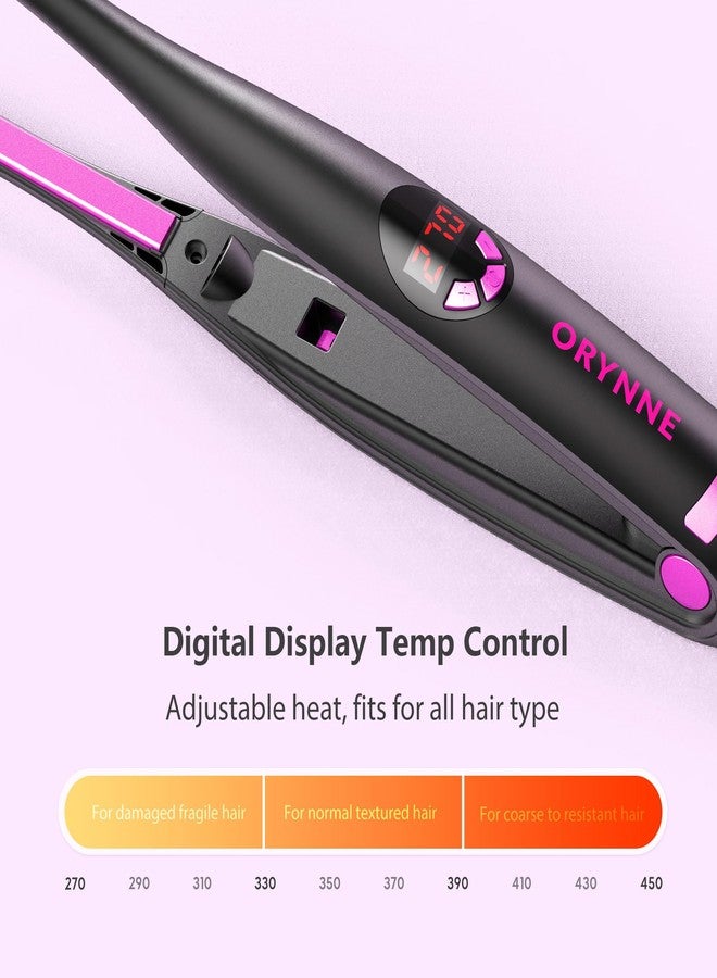 ORYNNE Small Flat Irons for Short Hair, 5s Ultra Fast Heat Up Pencil Flat Iron, Negative Ions Mini Flat Iron for Edges, 3/10'' Travel Mini Hair Straightener with Digital Temp Control, Easy to Use - Image 5