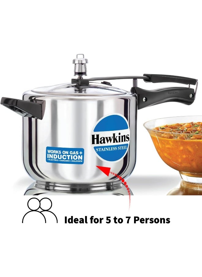 Hawkins طباخ ضغط من الفولاذ المقاوم للصدأ بسعة 5 لترات مع غطاء داخلي متوافق مع الحث الكهربائي فضي  - Image 2