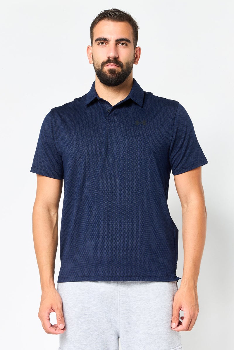 UNDER ARMOUR Men Loose Fit Short Sleeve Golf Polo Shirt, Navy - Image 1