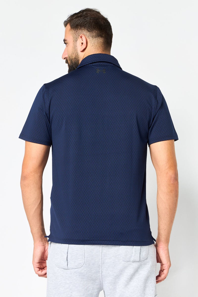 UNDER ARMOUR Men Loose Fit Short Sleeve Golf Polo Shirt, Navy - Image 4