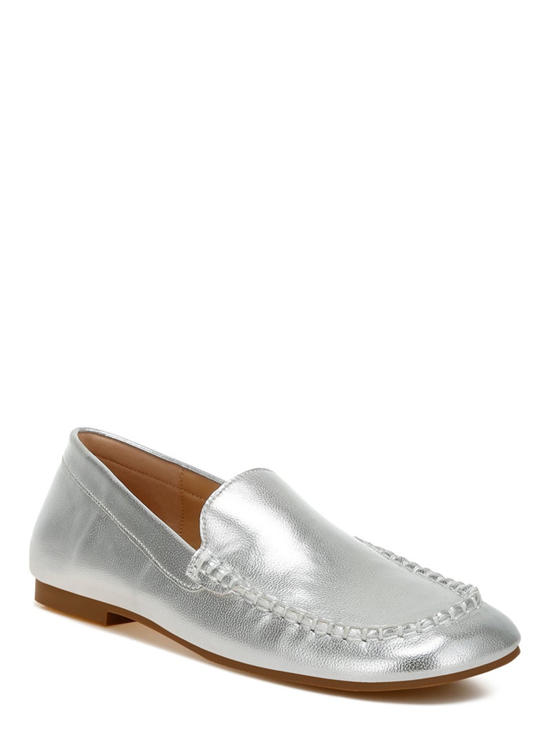 London Rag Metallic Pleather Loafers in Silver  - Image 2