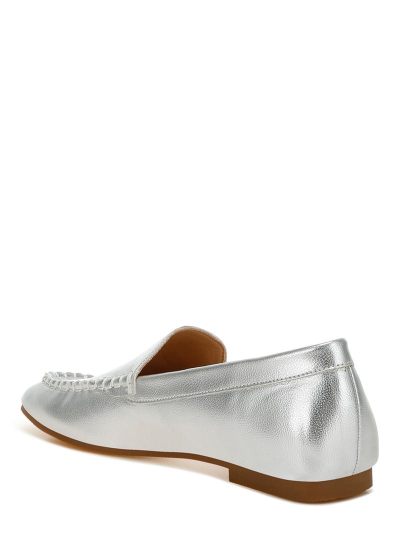 London Rag Metallic Pleather Loafers in Silver  - Image 3