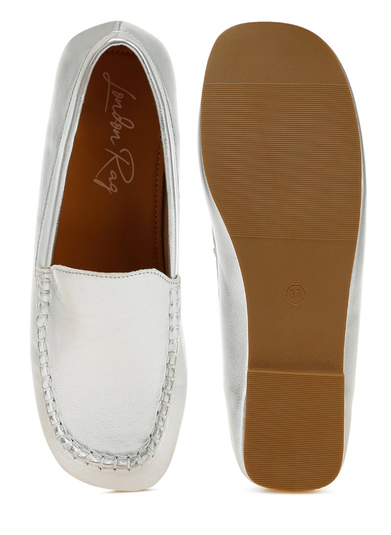 London Rag Metallic Pleather Loafers in Silver  - Image 4