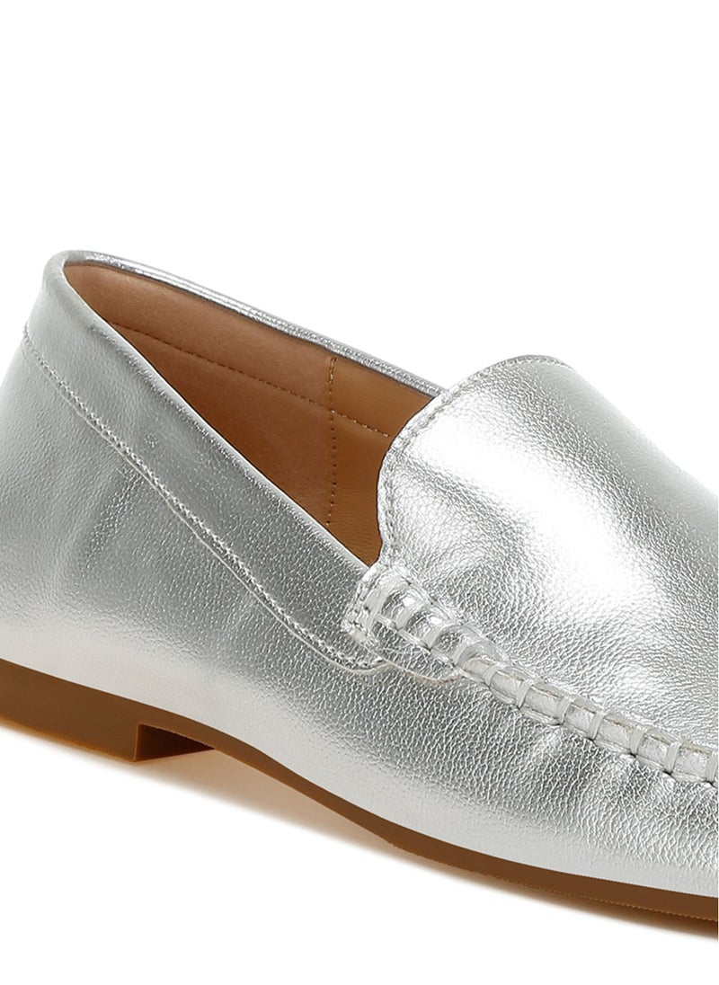 London Rag Metallic Pleather Loafers in Silver  - Image 5