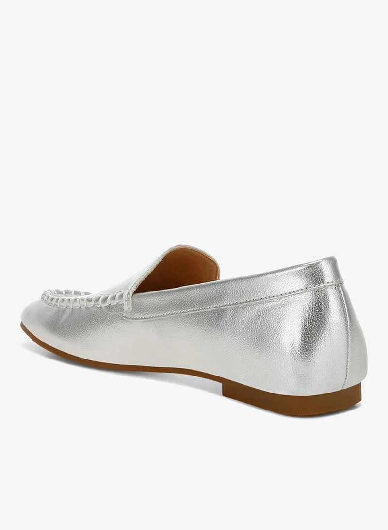 London Rag Silver Metallic Pleather Loafers in Silver for Women | Best Price UAE
