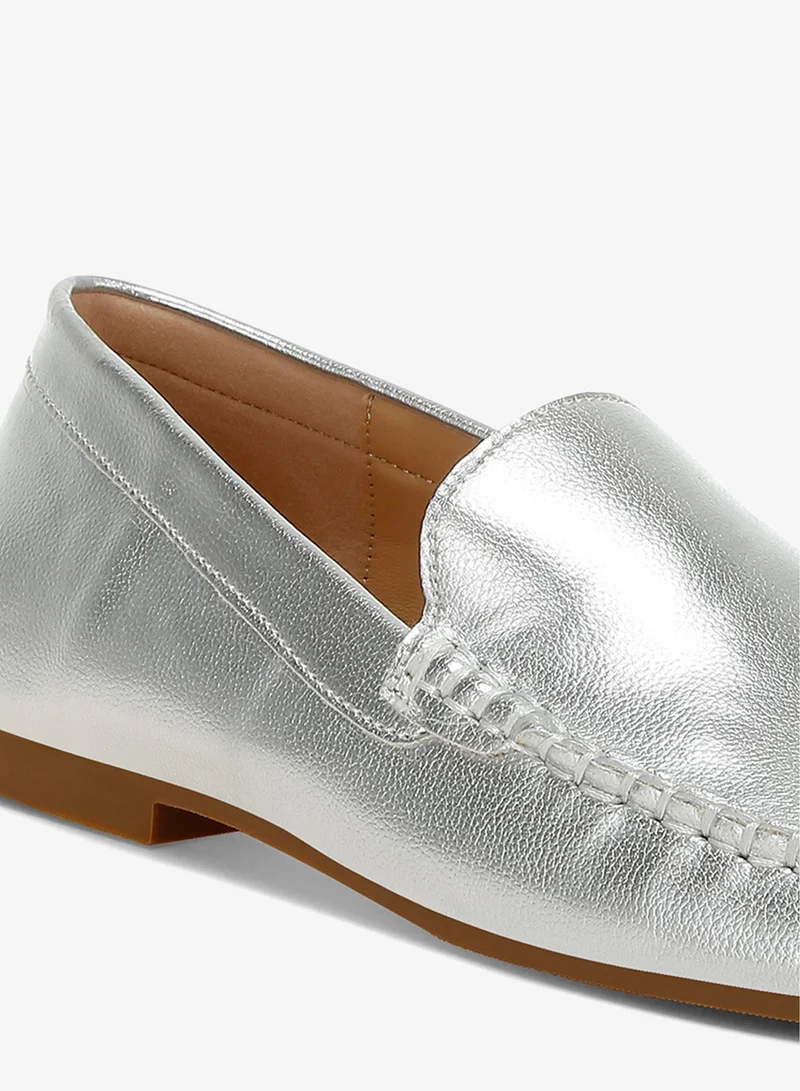 London Rag Silver Metallic Pleather Loafers in Silver for Women | Best Price UAE