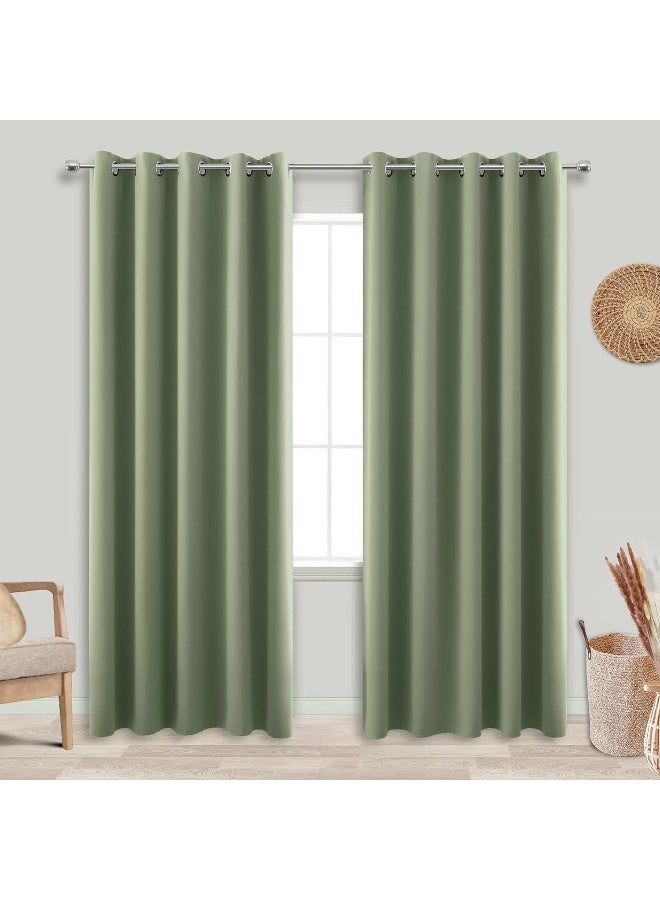 KOUFALL Sage Green Blackout Curtains for Living Room 60x84 Inches Long - Image 1