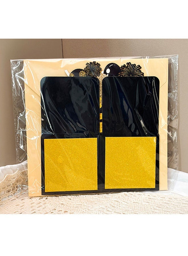3D Box Black Gold Greeting Card with Envelope Happy Birthday Card Pop Up Creative Folding Blessing Card - Image 3