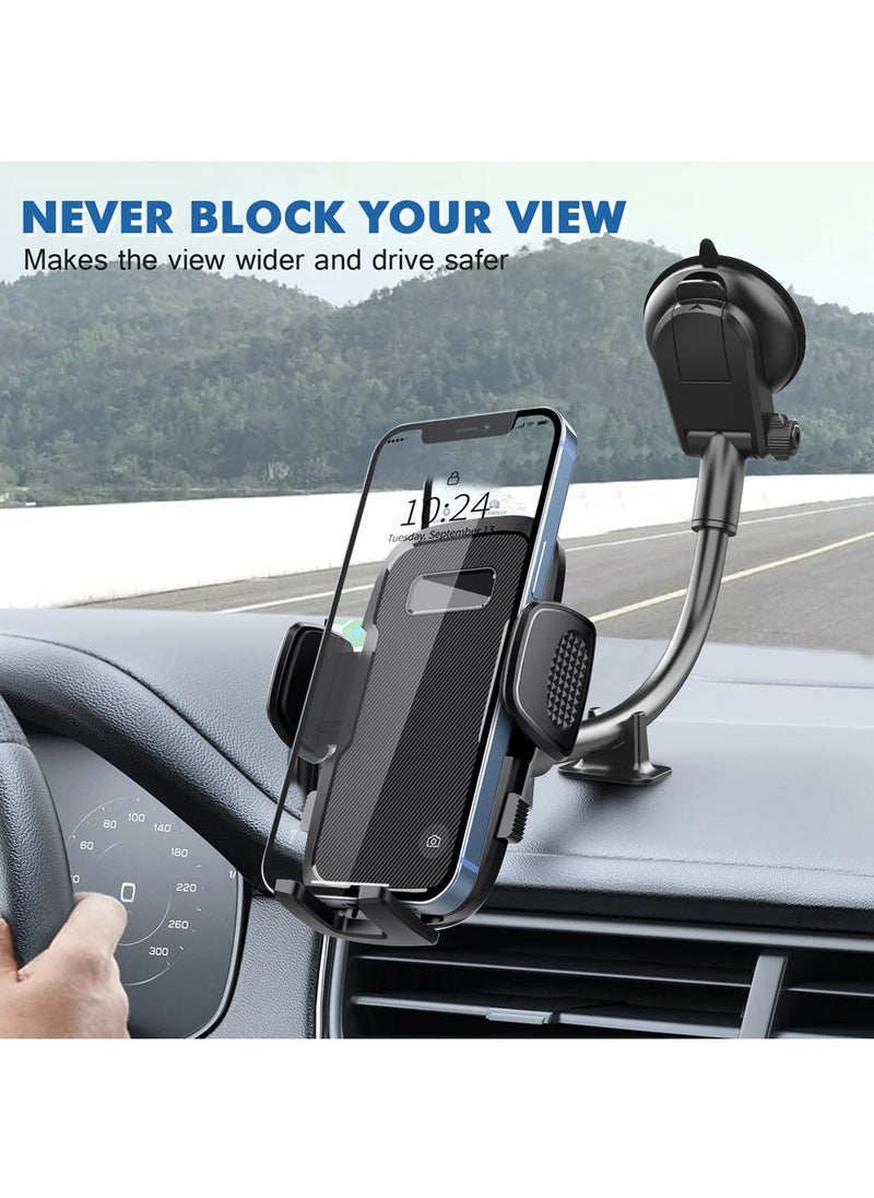 X-level Long Arm Car Phone Holder Dashboard Windshield Air Vent Car Phone Mount Anti Shake Strong Suction Car Mobile Holder Rotatable Car Phone Stand Cell Phone Holder for Car with Air Vent Clip For All Phone  - Image 2