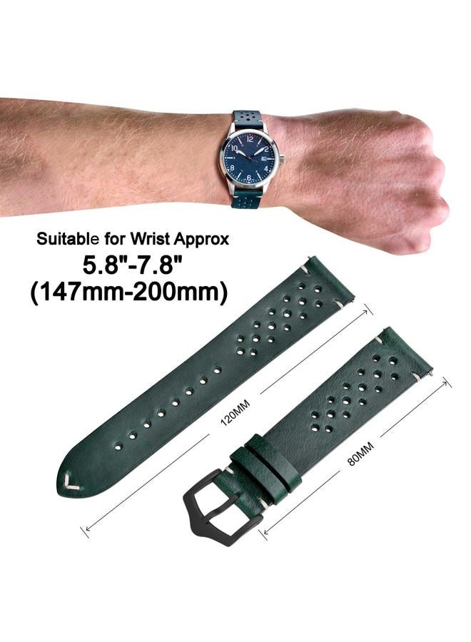 ANNEFIT Vintage Leather Watch Strap 18mm, Quick Release Replacement Band for Men and Women with Black Buckle (Deep Pine)  - Image 3