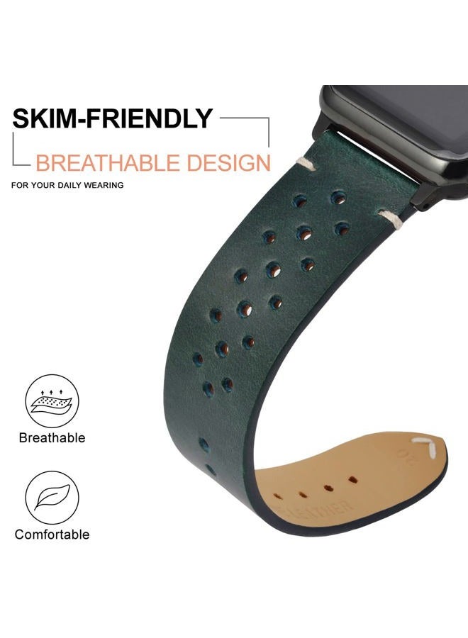 ANNEFIT Vintage Leather Watch Strap 18mm, Quick Release Replacement Band for Men and Women with Black Buckle (Deep Pine)  - Image 4