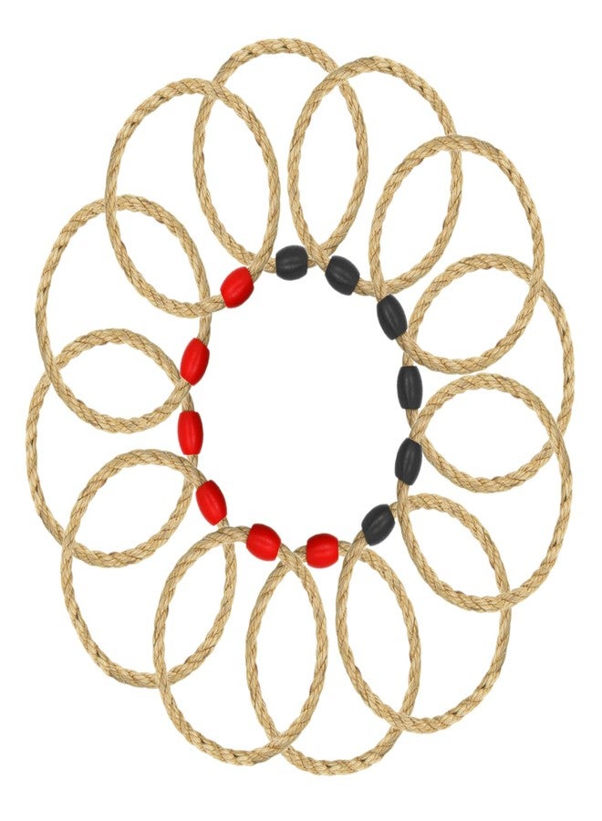 DONZWIYES 12 Pack Sisal Rope Ring Toss Game Replacement Parts for Adults and Kids, Outdoor Toss Rings for Agility Practice and Speed Game and Yard Games and Lawn Games for Party (Red and Black) - Image 1