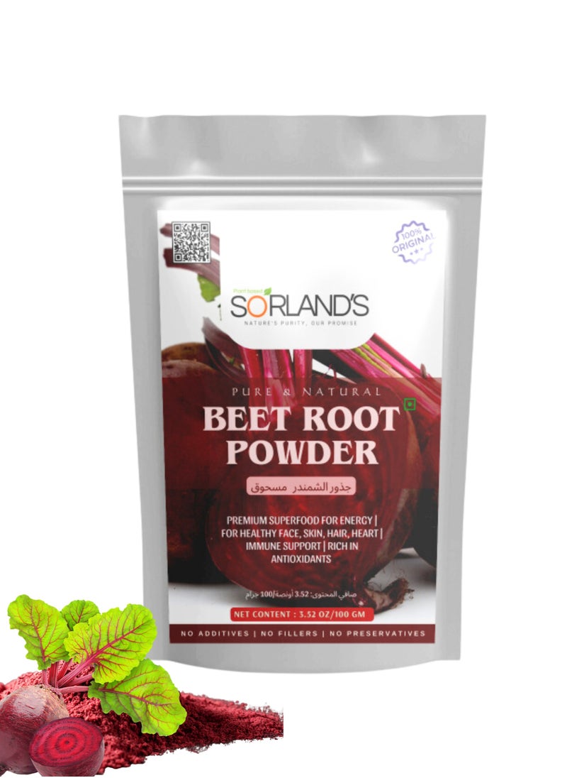 Sorland's - Pure Beet Root Powder -100 Gram For Healthy Skin Tone And Shiny Hair - Image 1