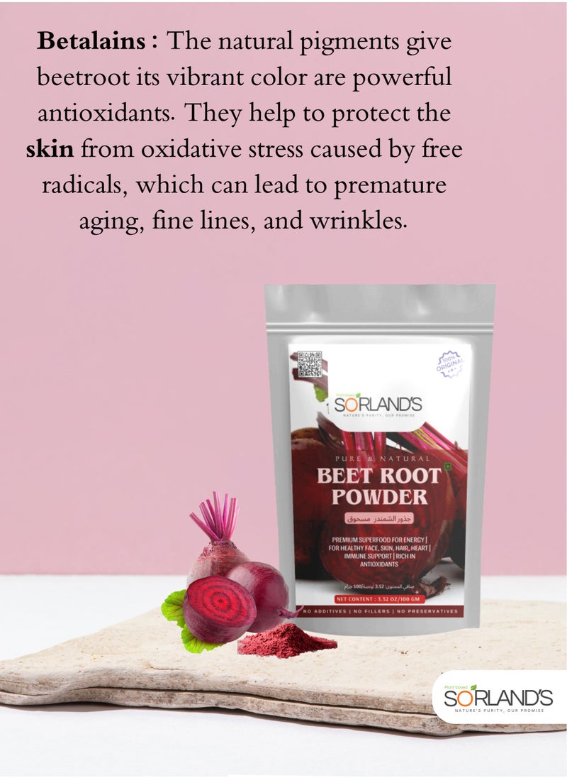 Sorland's - Pure Beet Root Powder -100 Gram For Healthy Skin Tone And Shiny Hair - Image 1