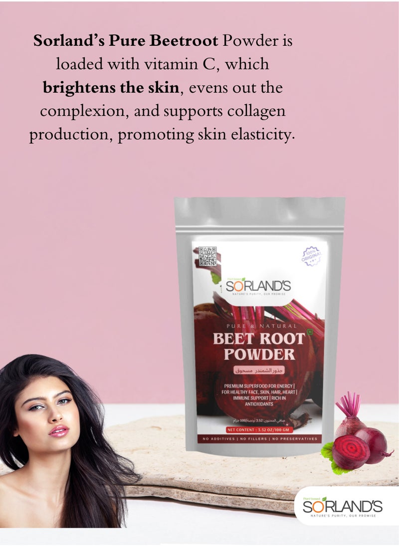 Sorland's - Pure Beet Root Powder -100 Gram For Healthy Skin Tone And Shiny Hair - Image 1