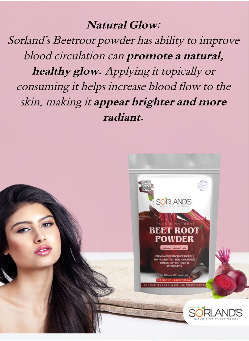 Sorland's - Pure Beet Root Powder -100 Gram For Healthy Skin Tone And Shiny Hair - Image 1