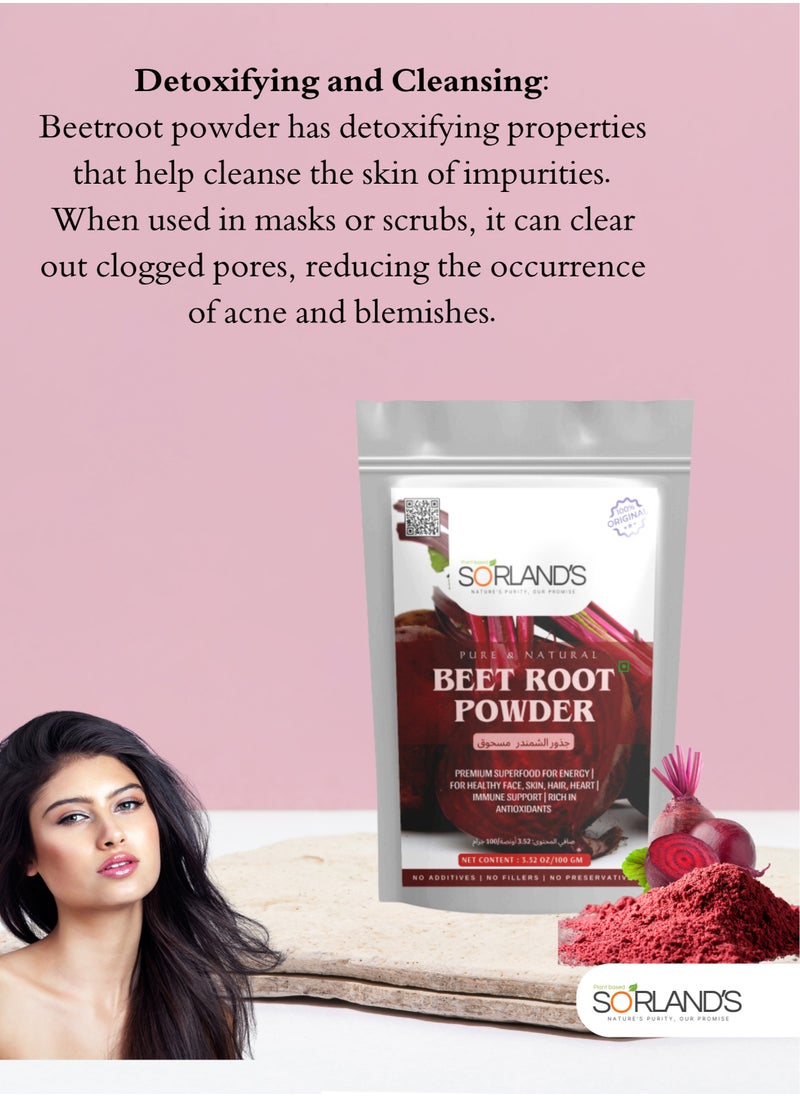 Sorland's - Pure Beet Root Powder -100 Gram For Healthy Skin Tone And Shiny Hair - Image 1