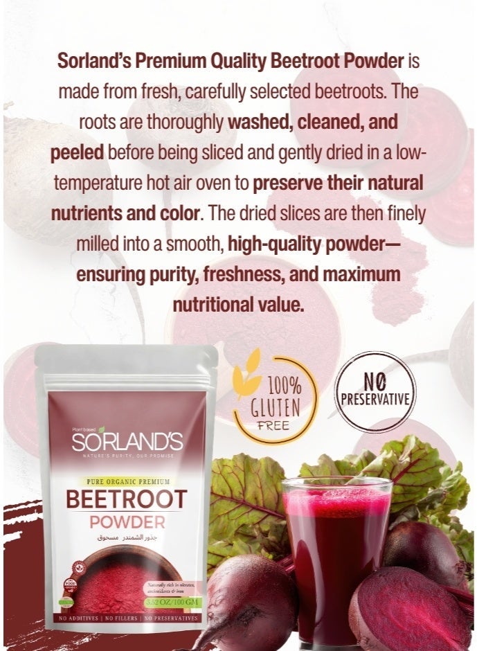 Sorland's Pure Beet Root Powder -100 Gram (100% Natural | No Additives | Nutrient-Rich Superfood) - Image 2