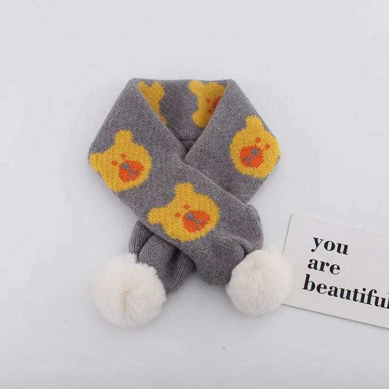 South Korea Children'S Scarf Trendy New Boys And Girls Knitted Wool Bear Scarf Cross Children'S Wool Cartoon Scarf - Image 3