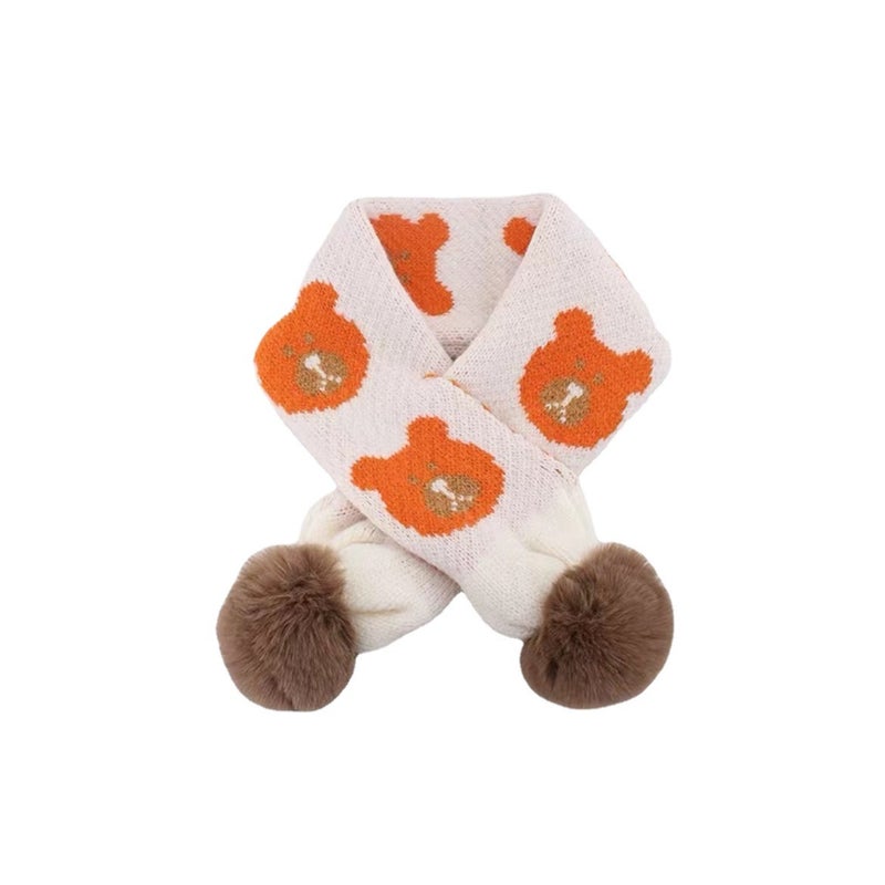 South Korea Children'S Scarf Trendy New Boys And Girls Knitted Wool Bear Scarf Cross Children'S Wool Cartoon Scarf - Image 5