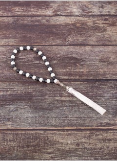 The Black Pearl Accessories Black & White Alabaster Stone Prayer Bead of 33 Beads  - Image 1