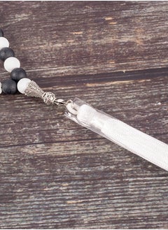 The Black Pearl Accessories Black & White Alabaster Stone Prayer Bead of 33 Beads  - Image 4