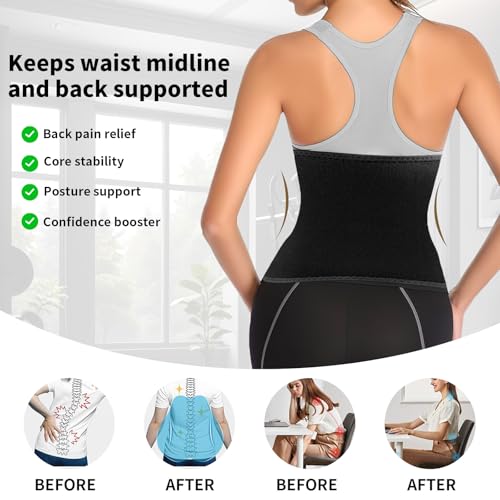 LKV Sculpt Touch Waist Trainer For Women Lower Belly Fat - Thick Sweat Band Waist Cincher Trimmer - Slimming Body Shaper Belt Black - Image 5