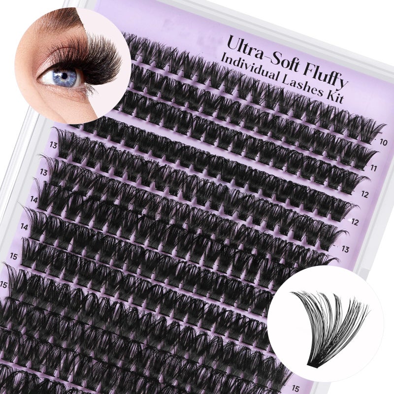 B&qaugen Lash Clusters 90D Individual Lashes 280PCS Eyelash Clusters Supersoft D Curl Cluster Eyelash Extensions 10-18 Mixed Eyelash Extension Wispy Volume Cluster Lashes DIY at Home (90D-D-10-18MIX) - Image 1