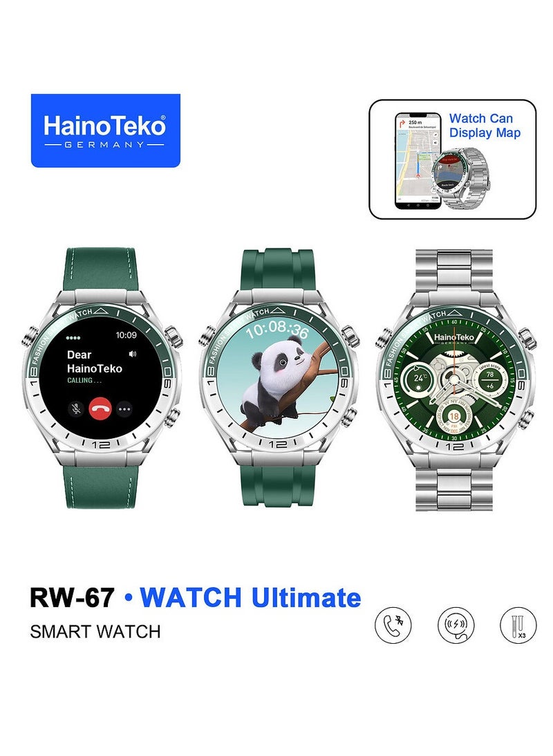 Haino Teko Haino Teko RW-67 Watch Ultimate Smart Watch With AMOLED Display GPS Map 3 Pair Straps and Charging Cable - Image 1