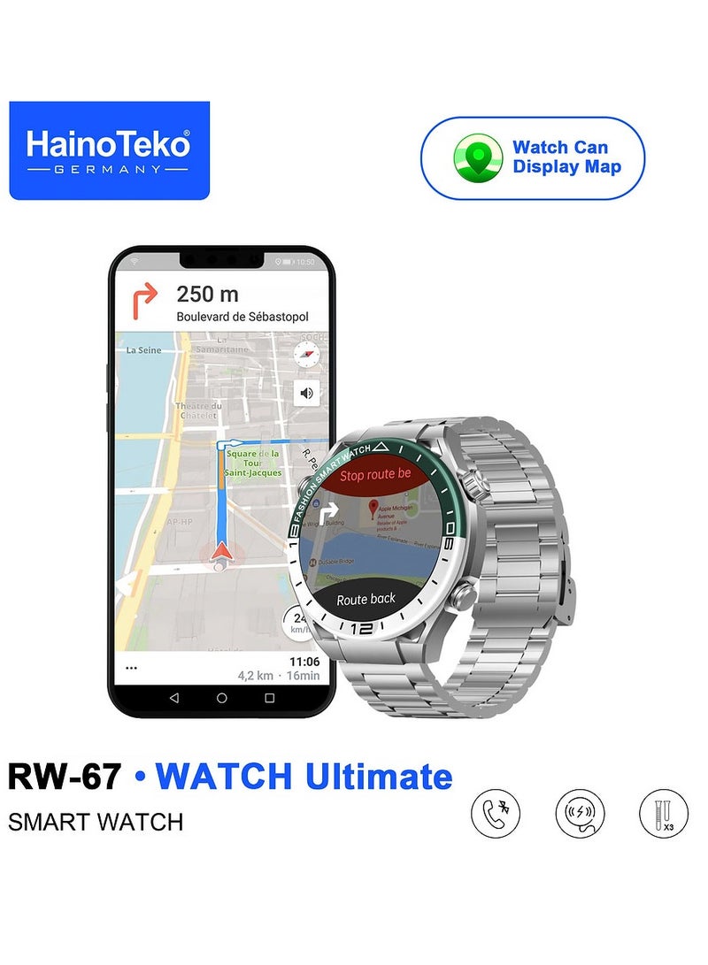 Haino Teko Haino Teko RW-67 Watch Ultimate Smart Watch With AMOLED Display GPS Map 3 Pair Straps and Charging Cable - Image 2