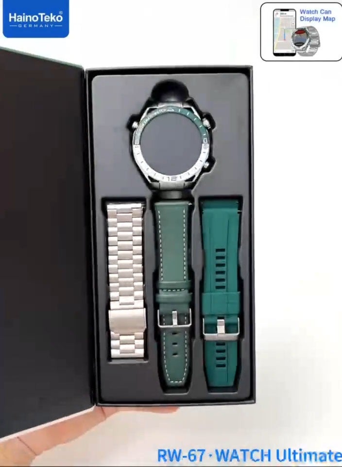 Haino Teko Haino Teko RW-67 Watch Ultimate Smart Watch With AMOLED Display GPS Map 3 Pair Straps and Charging Cable - Image 5