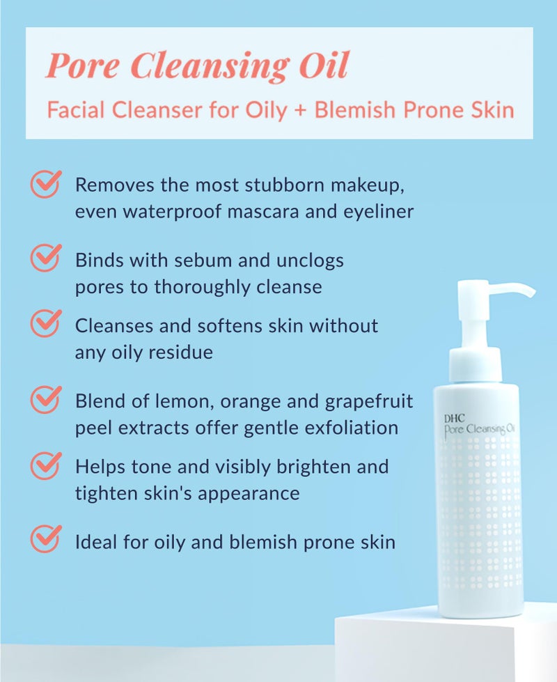 DHC Pore Cleansing Oil, Facial Cleansing Oil, Makeup Remover, Unclog Pores, Residue-Free, Fragrance and Colorant Free, 5 fl. oz. - Image 2
