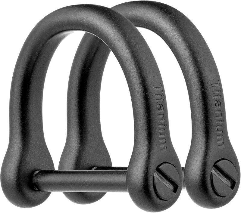 FEGVE Key Rings with Screw Shackle - Heavy Duty Strong Titanium D Rings Car Fob Key Chain Holder- 2/3 Inch/16mm (Black 2 Pack) - Image 1