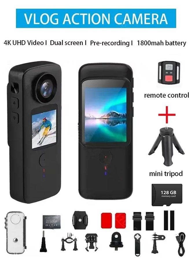 Generic Waterproof Action Camera 4K HD 2.4G Wifi 150° Wide Angle Sport Video Cameras,included 128G Card, 1800mAh Battery 20MP Photos Anti-shake Vlog Cam - Image 1