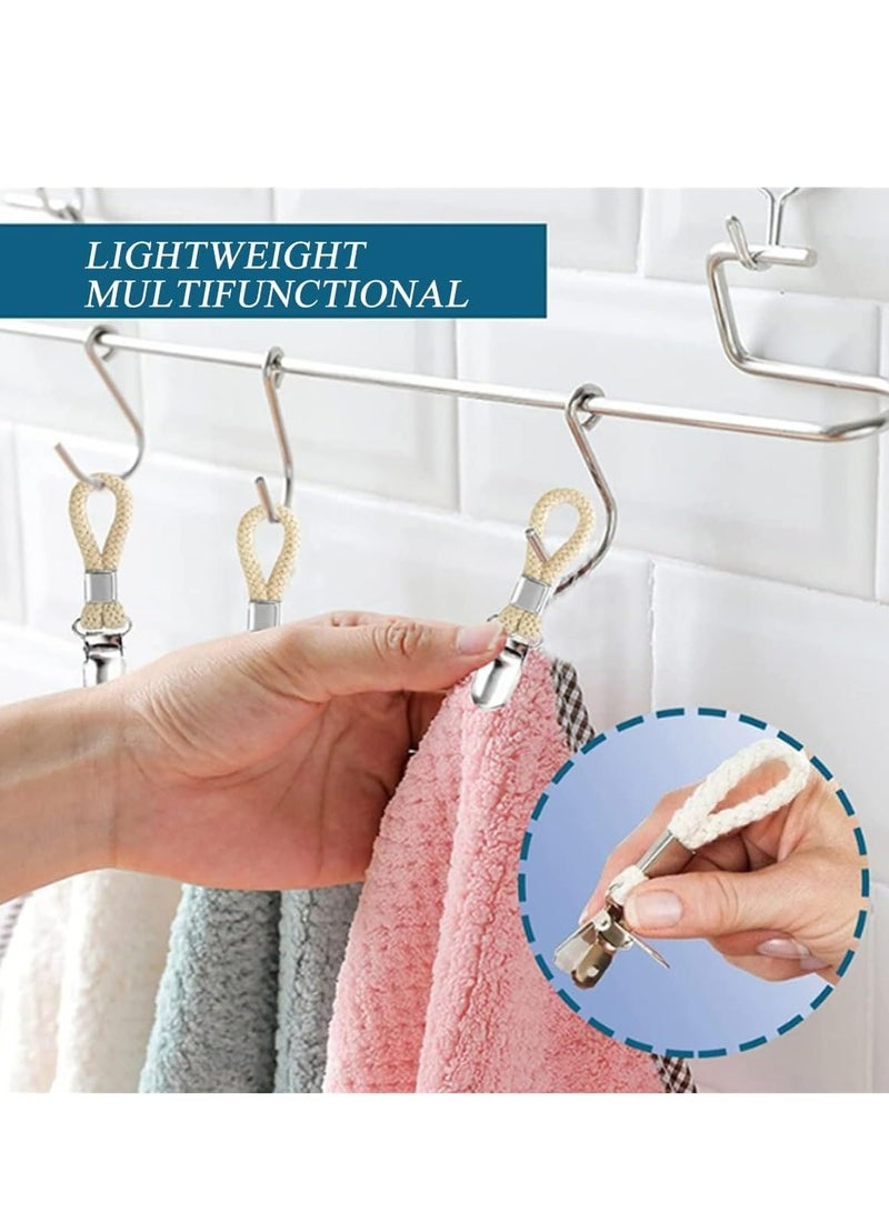 Oasisgalore 4 Pcs Rust-Resistant Metal Cotton Rope Towel Clips, Durable Hanging Clips for Towels and Fabrics  - Image 5