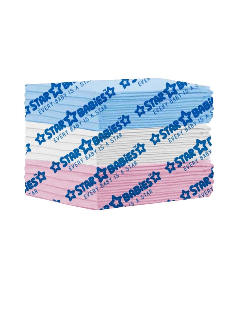 STAR BABiES Star Babies  Disposable Changing Mats - 45 x 60cm - Large Pack of 15 - Blue/Pink/White-Rainbow  - Image 1