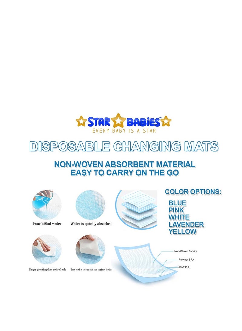 STAR BABiES Star Babies  Disposable Changing Mats - 45 x 60cm - Large Pack of 15 - Blue/Pink/White-Rainbow  - Image 3