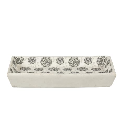 miah decor Miah Décor Handcrafted Handmade Stoneware Decal Black Flowers Ceramic Platter Set -Pack of 2 | Dimension-8"X4" | Cream & Black| Dishwasher,Oven, Microwave Safe| Food Safe - Image 3