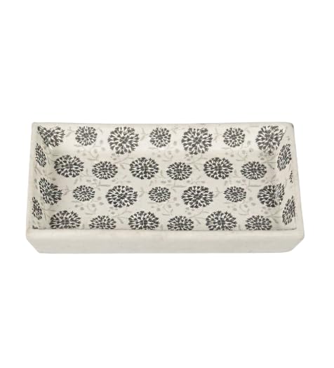 miah decor Miah Décor Handcrafted Handmade Stoneware Decal Black Flowers Ceramic Platter Set -Pack of 2 | Dimension-8"X4" | Cream & Black| Dishwasher,Oven, Microwave Safe| Food Safe - Image 2