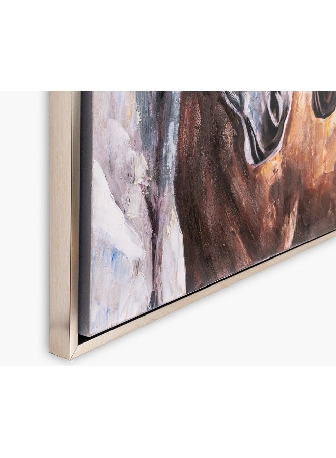 2XL Home Horse Painting 100X150 Brwn/Wht/Champ  - Image 1