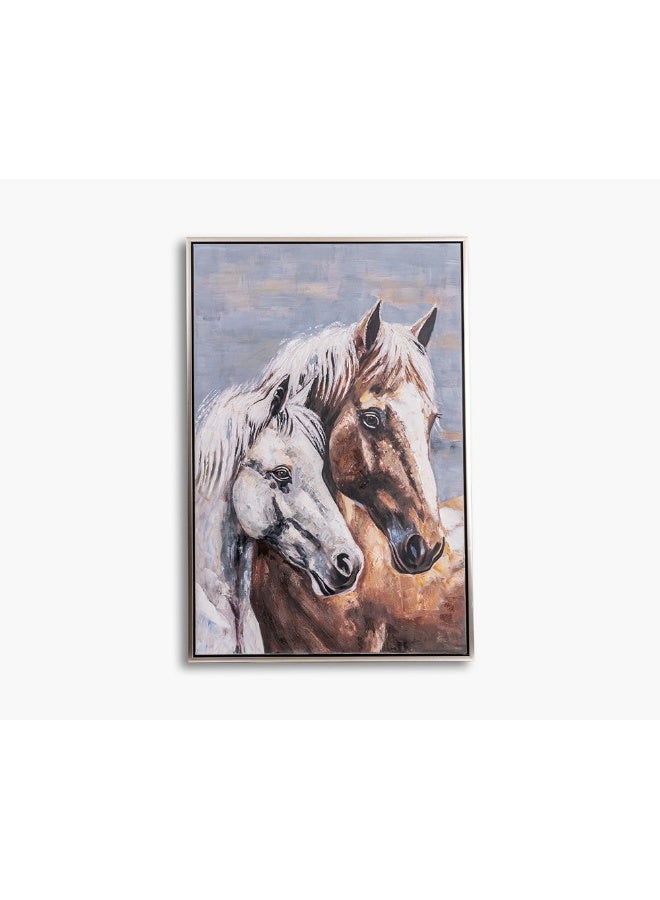 2XL Home Horse Painting 100X150 Brwn/Wht/Champ  - Image 4