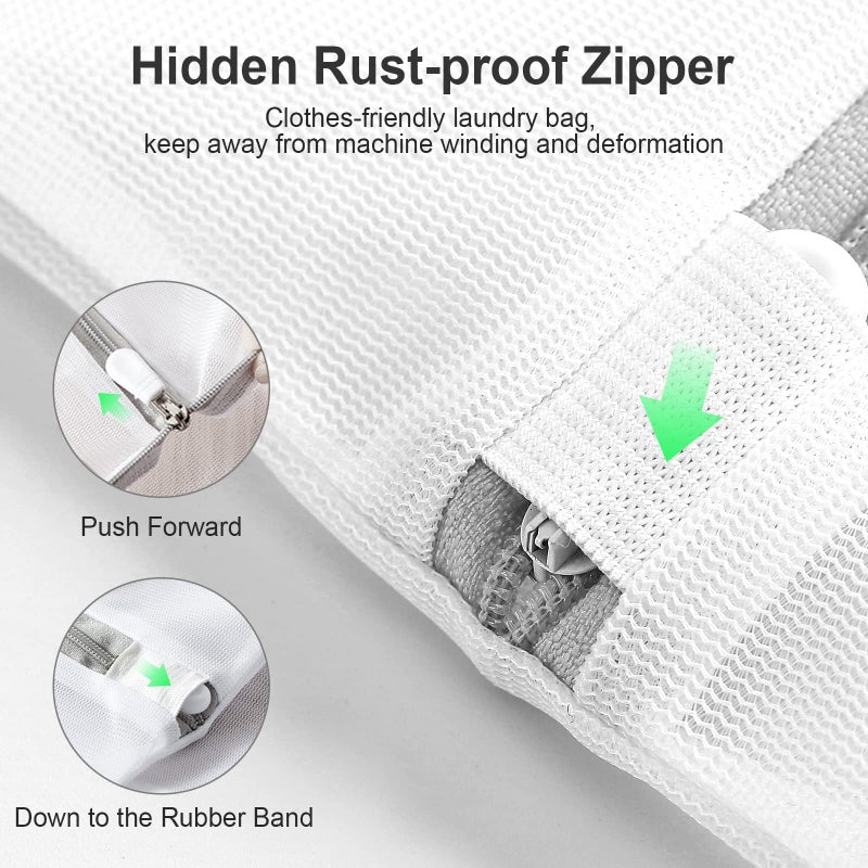 MDSXO 10 Pack Mesh Laundry Bags for Delicates with Non Rust Zipper- MDSXO White Laundry Bags Mesh Wash Bags, Easy Fit Bra, Sock,Lingerie,Sneaker,Baby Laundry for Washing Machine Travel Storage[1XL/3L/3M/3S] - Image 5