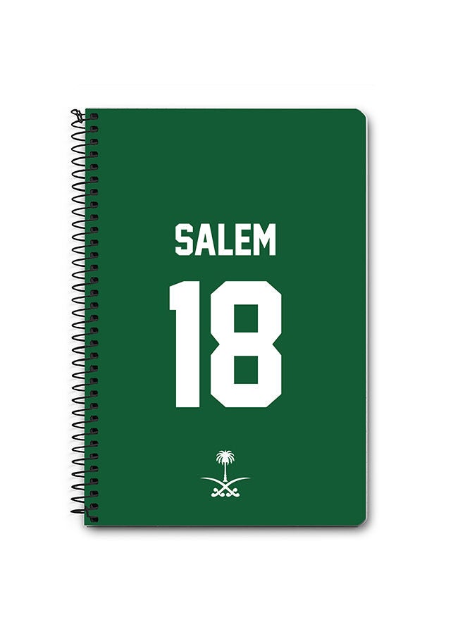 Stylizedd Designer A5 Spiral Notebook Memo Notepad Journal - Football Team - Saudi Arabia Player Name - Salem - Image 1