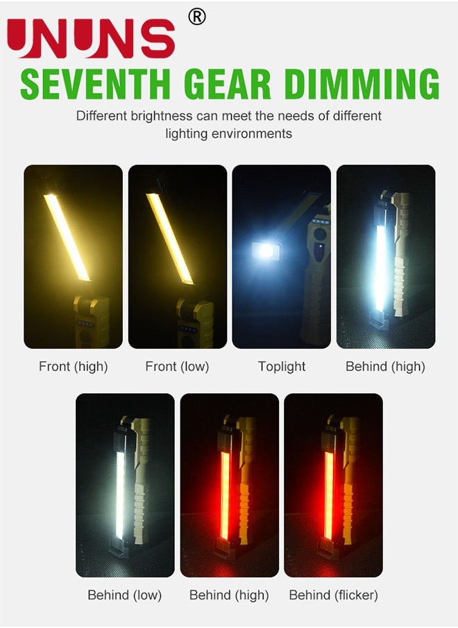 UNUNS - LED Work Light,USB Rechargeable Foldable Flashlight Work Light With Magnetic Base And 3 Light Modes,180° Rotate,7-speed adjustable,Automotive Work Light For Camping - Image 1