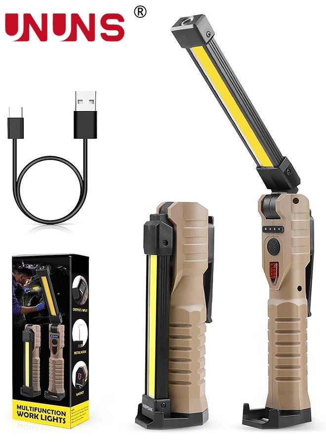 UNUNS - LED Work Light,USB Rechargeable Foldable Flashlight Work Light With Magnetic Base And 3 Light Modes,180° Rotate,7-speed adjustable,Automotive Work Light For Camping - Image 1