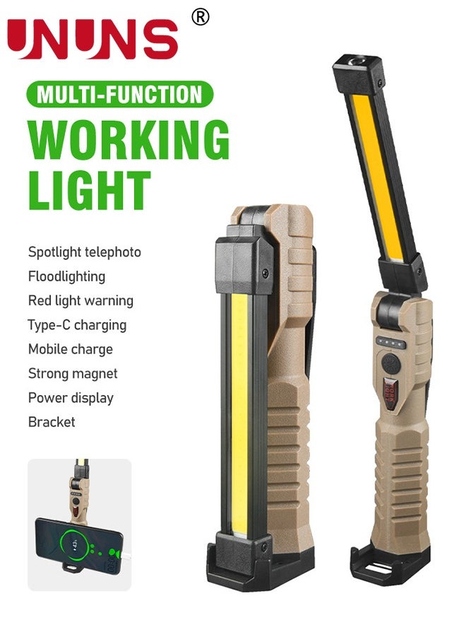UNUNS - LED Work Light,USB Rechargeable Foldable Flashlight Work Light With Magnetic Base And 3 Light Modes,180° Rotate,7-speed adjustable,Automotive Work Light For Camping - Image 1