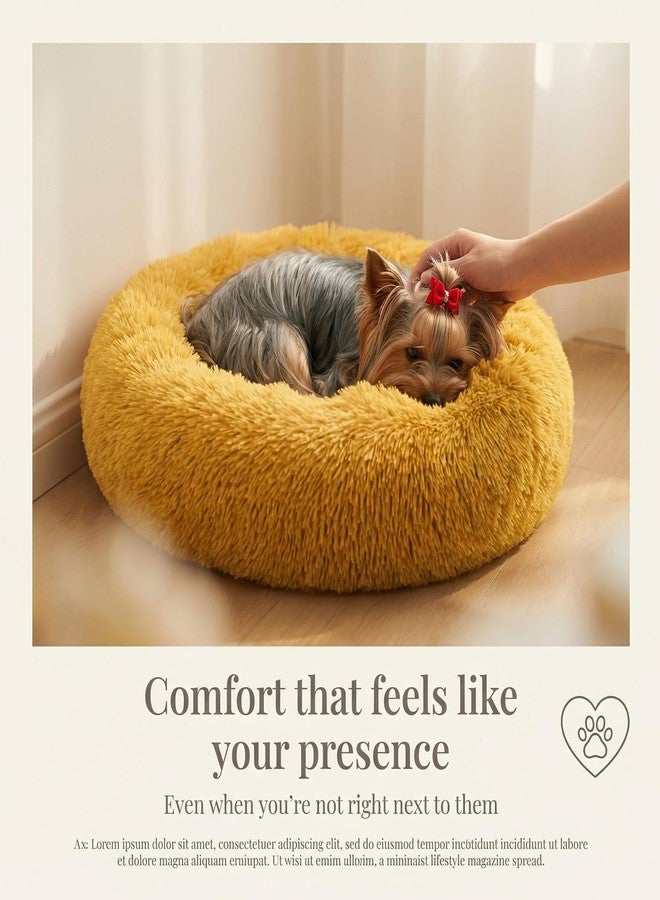 nononfish Calming Donut Dogs Beds for Small Dogs Washable,19inch Fluffy Round Puppy Bed for Puppies,Cats & Toy Breeds with Raised Rim,Fits up to 15 lbs Pets,Orange - Image 2